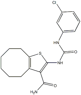 2-{[(3-chloroanilino)carbonyl]amino}-4,5,6,7,8,9-hexahydrocycloocta[b]thiophene-3-carboxamide Struktur