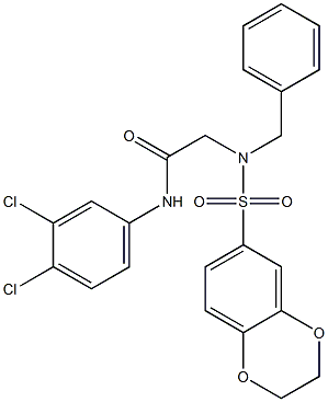 2-[benzyl(2,3-dihydro-1,4-benzodioxin-6-ylsulfonyl)amino]-N-(3,4-dichlorophenyl)acetamide Struktur