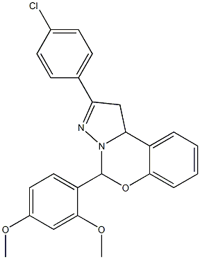 2-(4-chlorophenyl)-5-(2,4-dimethoxyphenyl)-1,10b-dihydropyrazolo[1,5-c][1,3]benzoxazine Struktur