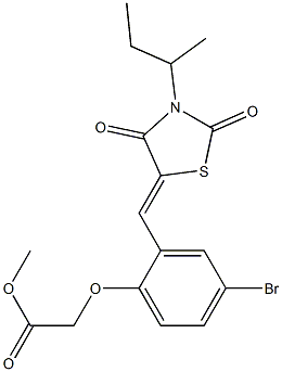 methyl {4-bromo-2-[(3-sec-butyl-2,4-dioxo-1,3-thiazolidin-5-ylidene)methyl]phenoxy}acetate Struktur