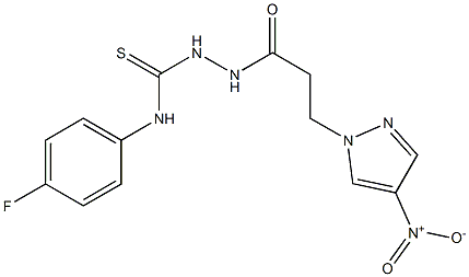 N-(4-fluorophenyl)-2-(3-{4-nitro-1H-pyrazol-1-yl}propanoyl)hydrazinecarbothioamide Struktur