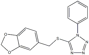 1,3-benzodioxol-5-ylmethyl 1-phenyl-1H-tetraazol-5-yl sulfide Struktur