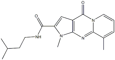 N-isopentyl-1,9-dimethyl-4-oxo-1,4-dihydropyrido[1,2-a]pyrrolo[2,3-d]pyrimidine-2-carboxamide Struktur