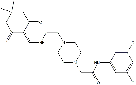 N-(3,5-dichlorophenyl)-2-[4-(2-{[(4,4-dimethyl-2,6-dioxocyclohexylidene)methyl]amino}ethyl)-1-piperazinyl]acetamide Struktur