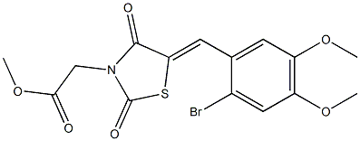 methyl [5-(2-bromo-4,5-dimethoxybenzylidene)-2,4-dioxo-1,3-thiazolidin-3-yl]acetate Struktur