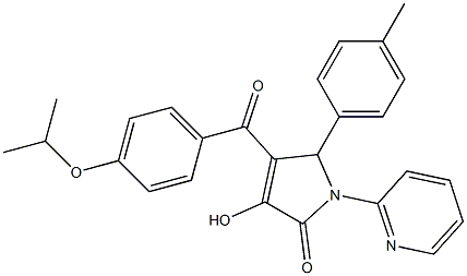 3-hydroxy-4-(4-isopropoxybenzoyl)-5-(4-methylphenyl)-1-(2-pyridinyl)-1,5-dihydro-2H-pyrrol-2-one Struktur