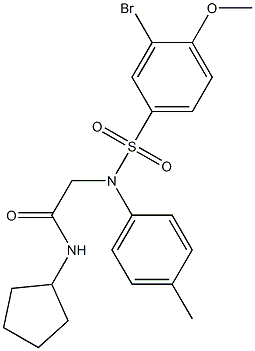 2-{[(3-bromo-4-methoxyphenyl)sulfonyl]-4-methylanilino}-N-cyclopentylacetamide Struktur