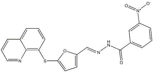 3-nitro-N'-{[5-(8-quinolinylsulfanyl)-2-furyl]methylene}benzohydrazide Struktur