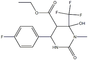 ethyl 4-(4-fluorophenyl)-6-hydroxy-1-methyl-2-oxo-6-(trifluoromethyl)hexahydro-5-pyrimidinecarboxylate Struktur