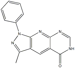 3-methyl-1-phenyl-1,6-dihydro-5H-pyrazolo[4',3':5,6]pyrido[2,3-d]pyrimidin-5-one Struktur