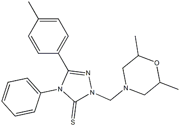 2-[(2,6-dimethyl-4-morpholinyl)methyl]-5-(4-methylphenyl)-4-phenyl-2,4-dihydro-3H-1,2,4-triazole-3-thione Struktur