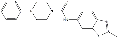 N-(2-methyl-1,3-benzothiazol-6-yl)-4-(2-pyridinyl)-1-piperazinecarboxamide Struktur