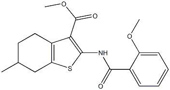 methyl 2-[(2-methoxybenzoyl)amino]-6-methyl-4,5,6,7-tetrahydro-1-benzothiophene-3-carboxylate Struktur