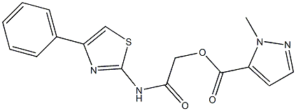 2-oxo-2-[(4-phenyl-1,3-thiazol-2-yl)amino]ethyl 1-methyl-1H-pyrazole-5-carboxylate Struktur