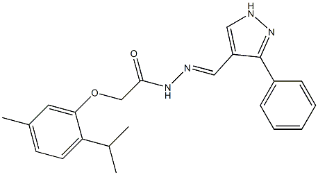 2-(2-isopropyl-5-methylphenoxy)-N'-[(3-phenyl-1H-pyrazol-4-yl)methylene]acetohydrazide Struktur