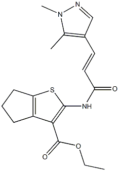 ethyl 2-{[3-(1,5-dimethyl-1H-pyrazol-4-yl)acryloyl]amino}-5,6-dihydro-4H-cyclopenta[b]thiophene-3-carboxylate Struktur