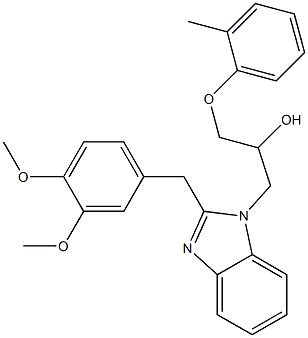 1-[2-(3,4-dimethoxybenzyl)-1H-benzimidazol-1-yl]-3-(2-methylphenoxy)-2-propanol Struktur