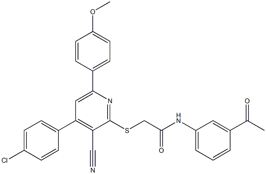 N-(3-acetylphenyl)-2-{[4-(4-chlorophenyl)-3-cyano-6-(4-methoxyphenyl)-2-pyridinyl]sulfanyl}acetamide Struktur