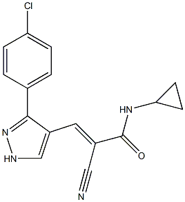 3-[3-(4-chlorophenyl)-1H-pyrazol-4-yl]-2-cyano-N-cyclopropylacrylamide Struktur