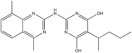 2-[(4,8-dimethyl-2-quinazolinyl)amino]-5-(1-methylbutyl)-4,6-pyrimidinediol Struktur