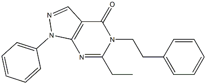 6-ethyl-1-phenyl-5-(2-phenylethyl)-1,5-dihydro-4H-pyrazolo[3,4-d]pyrimidin-4-one Struktur