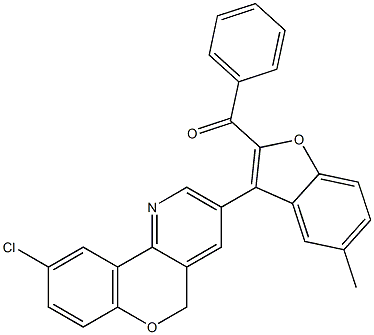 [3-(9-chloro-5H-chromeno[4,3-b]pyridin-3-yl)-5-methyl-1-benzofuran-2-yl](phenyl)methanone Struktur