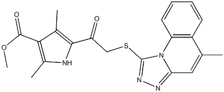 methyl 2,4-dimethyl-5-{[(5-methyl[1,2,4]triazolo[4,3-a]quinolin-1-yl)sulfanyl]acetyl}-1H-pyrrole-3-carboxylate Struktur