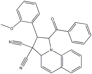 1-benzoyl-2-(2-methoxyphenyl)-1,2-dihydropyrrolo[1,2-a]quinoline-3,3(3aH)-dicarbonitrile Struktur