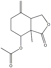 3a-methyl-7-methylene-3-oxooctahydro-2-benzofuran-4-yl acetate Struktur