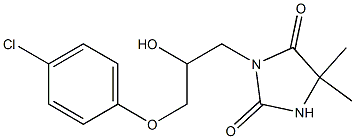 3-[3-(4-chlorophenoxy)-2-hydroxypropyl]-5,5-dimethyl-2,4-imidazolidinedione Struktur