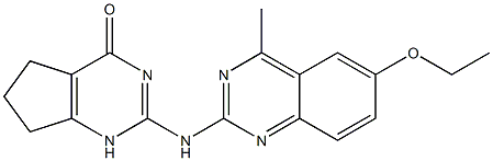 2-[(6-ethoxy-4-methyl-2-quinazolinyl)amino]-1,5,6,7-tetrahydro-4H-cyclopenta[d]pyrimidin-4-one Struktur