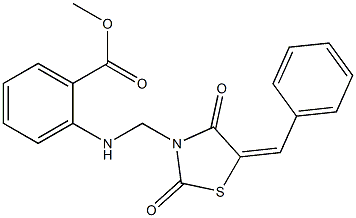 methyl 2-{[(5-benzylidene-2,4-dioxo-1,3-thiazolidin-3-yl)methyl]amino}benzoate Struktur