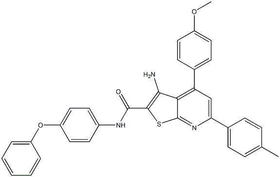 3-amino-4-(4-methoxyphenyl)-6-(4-methylphenyl)-N-(4-phenoxyphenyl)thieno[2,3-b]pyridine-2-carboxamide Struktur