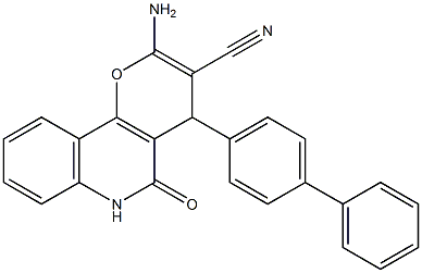 2-amino-4-[1,1'-biphenyl]-4-yl-5-oxo-5,6-dihydro-4H-pyrano[3,2-c]quinoline-3-carbonitrile Struktur