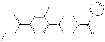 1-{3-fluoro-4-[4-(thien-2-ylcarbonyl)piperazin-1-yl]phenyl}butan-1-one Struktur