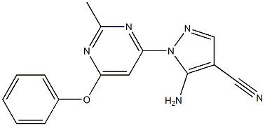 5-amino-1-(2-methyl-6-phenoxy-4-pyrimidinyl)-1H-pyrazole-4-carbonitrile Struktur