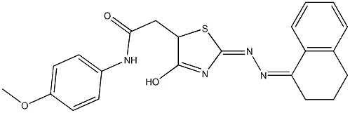 2-[2-(3,4-dihydro-1(2H)-naphthalenylidenehydrazono)-4-hydroxy-2,5-dihydro-1,3-thiazol-5-yl]-N-(4-methoxyphenyl)acetamide Struktur