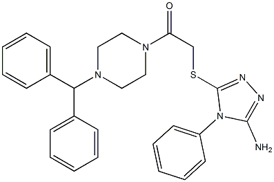 5-{[2-(4-benzhydryl-1-piperazinyl)-2-oxoethyl]sulfanyl}-4-phenyl-4H-1,2,4-triazol-3-ylamine Struktur