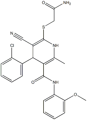 6-[(2-amino-2-oxoethyl)sulfanyl]-4-(2-chlorophenyl)-5-cyano-N-(2-methoxyphenyl)-2-methyl-1,4-dihydro-3-pyridinecarboxamide Struktur