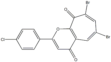 6,8-dibromo-2-(4-chlorophenyl)cyclohepta[b]pyran-4,9-dione Struktur