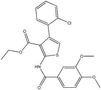 ethyl 4-(2-chlorophenyl)-2-[(3,4-dimethoxybenzoyl)amino]-3-thiophenecarboxylate Struktur