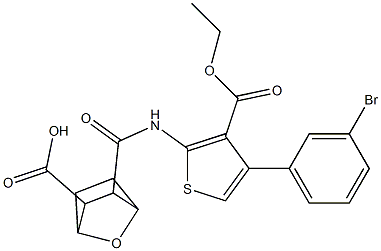 3-({[4-(3-bromophenyl)-3-(ethoxycarbonyl)thien-2-yl]amino}carbonyl)-7-oxabicyclo[2.2.1]heptane-2-carboxylic acid Struktur