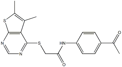 N-(4-acetylphenyl)-2-[(5,6-dimethylthieno[2,3-d]pyrimidin-4-yl)sulfanyl]acetamide Struktur