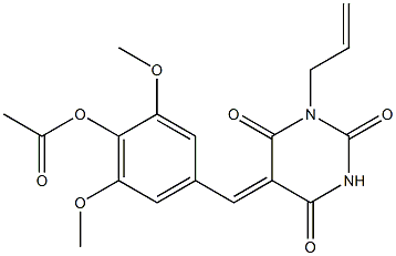 4-[(1-allyl-2,4,6-trioxotetrahydro-5(2H)-pyrimidinylidene)methyl]-2,6-dimethoxyphenyl acetate Struktur