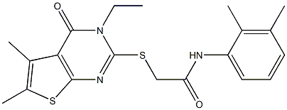 N-(2,3-dimethylphenyl)-2-[(3-ethyl-5,6-dimethyl-4-oxo-3,4-dihydrothieno[2,3-d]pyrimidin-2-yl)sulfanyl]acetamide Struktur