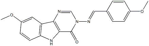 8-methoxy-3-[(4-methoxybenzylidene)amino]-3,5-dihydro-4H-pyrimido[5,4-b]indol-4-one Struktur