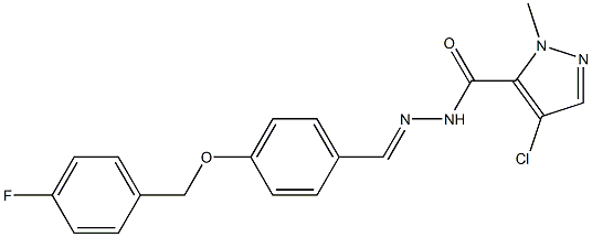 4-chloro-N'-{4-[(4-fluorobenzyl)oxy]benzylidene}-1-methyl-1H-pyrazole-5-carbohydrazide Struktur