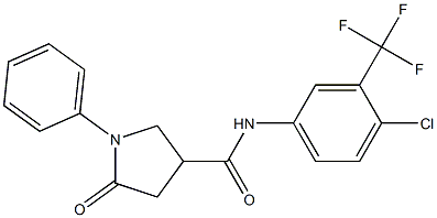 N-[4-chloro-3-(trifluoromethyl)phenyl]-5-oxo-1-phenyl-3-pyrrolidinecarboxamide Struktur