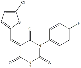 5-[(5-chloro-2-thienyl)methylene]-1-(4-fluorophenyl)-2-thioxodihydro-4,6(1H,5H)-pyrimidinedione Struktur