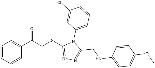 2-({4-(3-chlorophenyl)-5-[(4-methoxyanilino)methyl]-4H-1,2,4-triazol-3-yl}sulfanyl)-1-phenylethanone Struktur